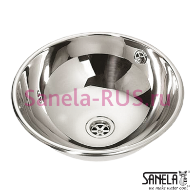 Нержавеющая круглая встраиваемая раковина 360мм SLUN 45 арт: 93450 Sanela Чехия (фото, схема)