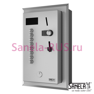 Встроенный монетный и жетонный автомат для 2-8 или 12 душей, выбор пользователем SLZA 02LNZ арт: 88020 Sanela Чехия (фото, схема)